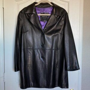 Marc New York Andrew Marc Women's Black Long Leather Jacket Coat Lined Size M